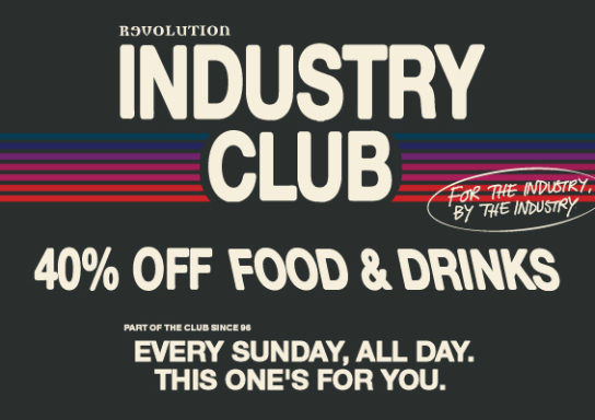 🍸 INDUSTRY CLUB 🍔 40% OFF!