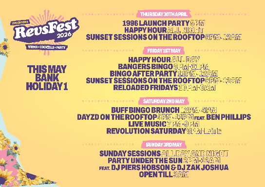 REVSFEST 2026 - May Bank Holiday @ REVOLUTION CAMBRIDGE 